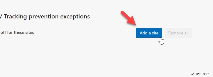 Microsoft Edge 브라우저에서 추적 방지 예외 목록에 사이트를 추가하는 방법