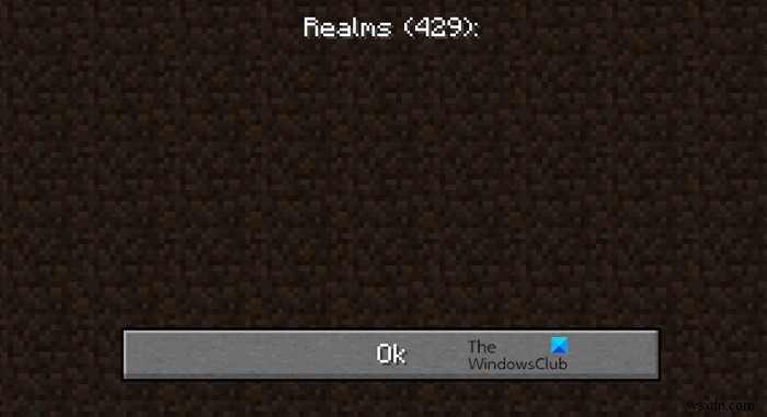 PC에서 마인크래프트 Realms 오류 코드 429 해결하는 방법