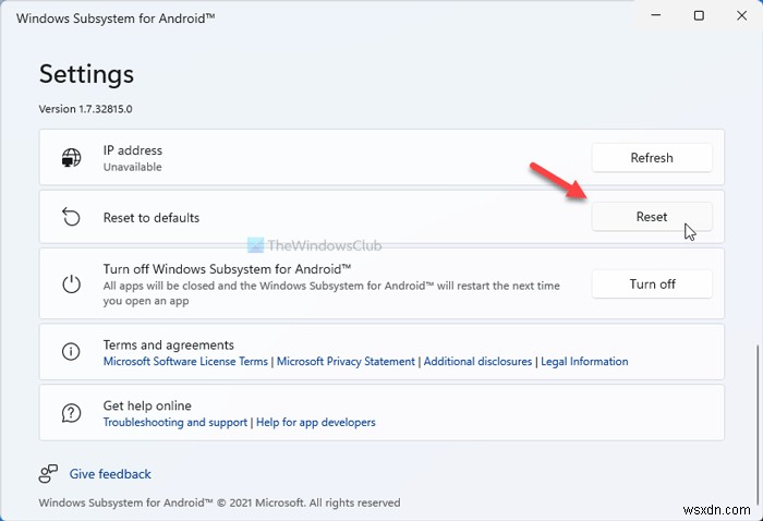 Windows 11에서 Android용 Windows 하위 시스템(WSA) 초기화하는 방법