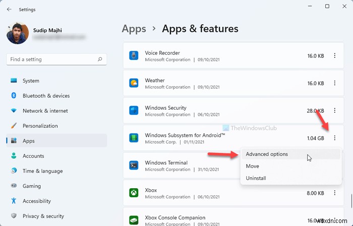 Windows 11에서 Android용 Windows 하위 시스템(WSA) 초기화하는 방법
