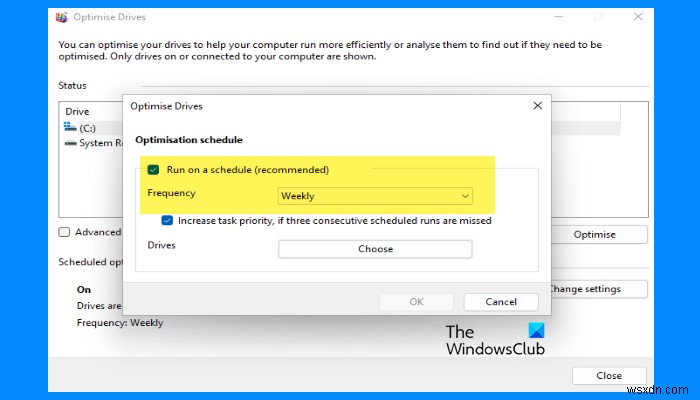 Windows 11/10에서 디스크 조각 모음 자동 예약 설정하는 방법
