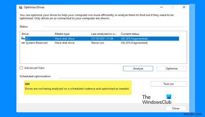 Windows 11/10에서 디스크 조각 모음 자동 예약 설정하는 방법