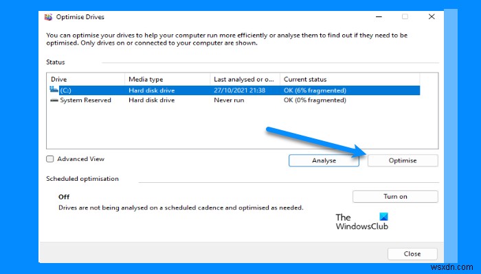 Windows 11/10에서 디스크 조각 모음 자동 예약 설정하는 방법