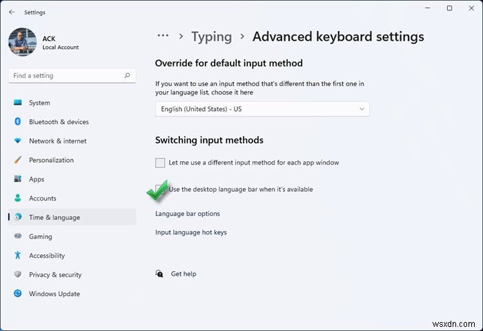 Windows 11 작업 표시줄에서 언어 전환기 아이콘 제거하는 방법
