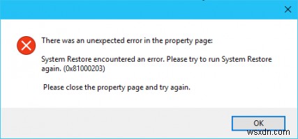 Windows 11/10 시스템 복원 오류 코드 0x81000203 해결 방법