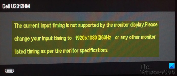 Windows 11/10 현재 입력 타이밍은 모니터 디스플레이에서 지원되지 않습니다 오류 해결 방법