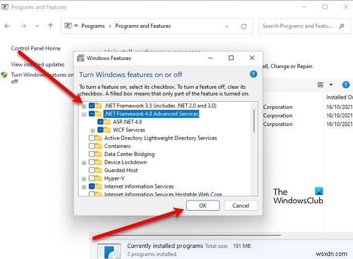 Windows 11에서 .NET Framework 2.0 및 3.5 활성화하는 방법