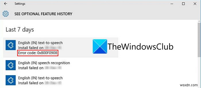 Windows 11/10 언어 팩 설치 중 오류 코드 0x800F0908 해결 방법