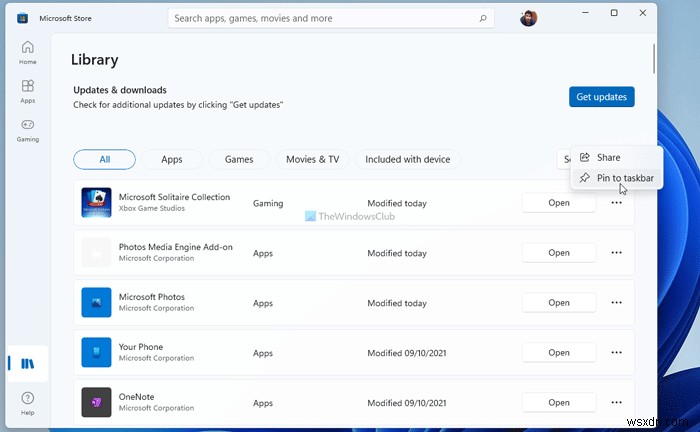 Windows 11에서 Microsoft Store로 앱·게임을 작업 표시줄에 고정하는 방법