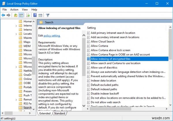 Windows 11/10에서 암호화된 파일을 검색 인덱스에 추가하는 방법