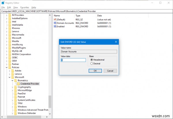 도메인에 가입된 Windows 11/10에서 생체 인식 로그인 활성화 또는 비활성화하는 방법