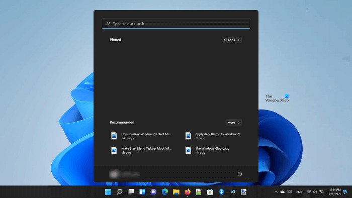 다크 테마 사용 여부와 상관없이 Windows 11 시작 메뉴·작업 표시줄을 검은색으로 만드는 방법