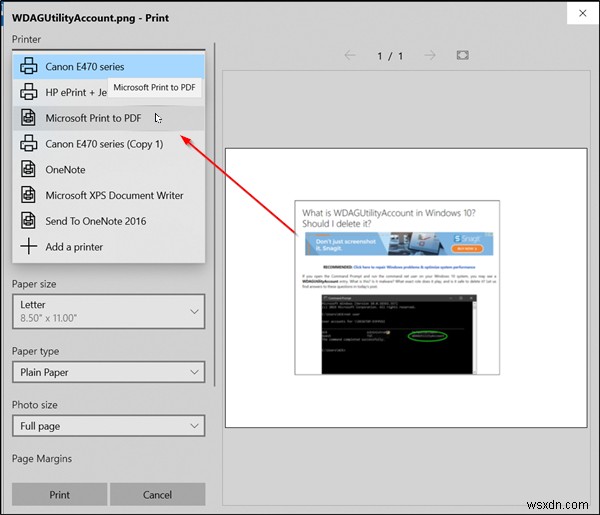 Windows 11/10 사진 앱으로 스크린샷을 PDF 파일로 저장하는 방법