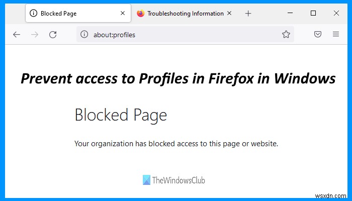 Windows 11/10에서 Firefox 프로필 관리자(about:profiles) 접근 차단하는 방법