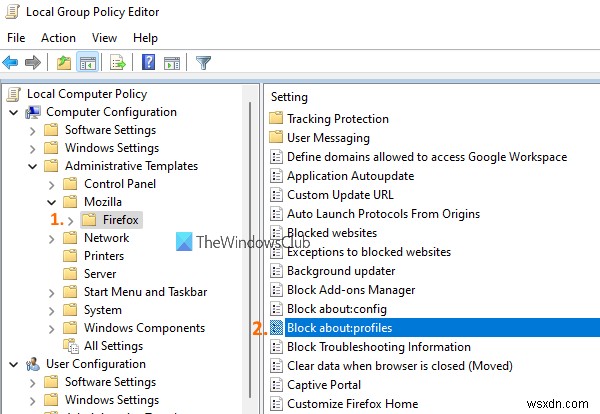 Windows 11/10에서 Firefox 프로필 관리자(about:profiles) 접근 차단하는 방법