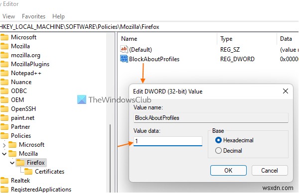 Windows 11/10에서 Firefox 프로필 관리자(about:profiles) 접근 차단하는 방법