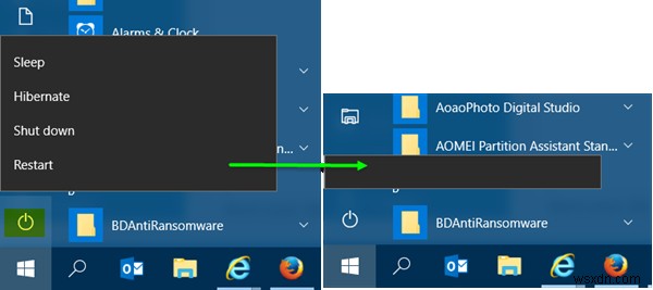 Windows 11/10 로그인 화면·시작 메뉴에서 전원(종료) 버튼 제거하는 방법