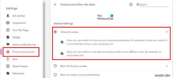 Brave 브라우저에서 Outlook.com 등 웹사이트 페이지가 로드되지 않을 때 해결 방법