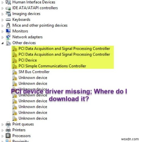 Windows 11/10에서 PCI 장치 드라이버가 없을 때 다운로드 및 설치하는 방법