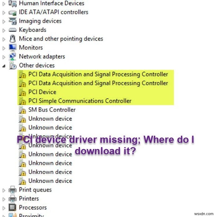 Windows 11/10에서 PCI 장치 드라이버가 없을 때 다운로드 및 설치하는 방법