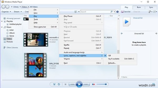 Windows 11/10에서 동영상 가사, 자막 및 캡션 켜고 끄는 방법