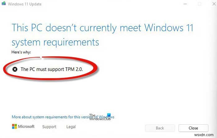 Windows 11 설치 시 PC는 TPM 2.0을 지원해야 합니다 오류 해결 방법