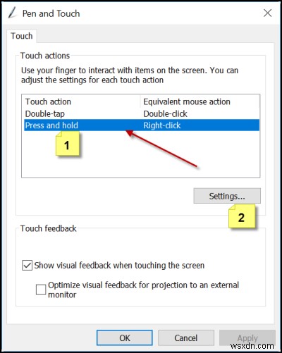 Windows 11/10에서 와콤 펜  길게 눌러 오른쪽 클릭  기능 끄는 방법