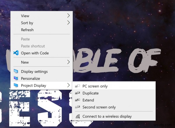 Windows 11/10 바탕화면 우클릭 메뉴에 디스플레이 프로젝션 옵션 추가하는 방법