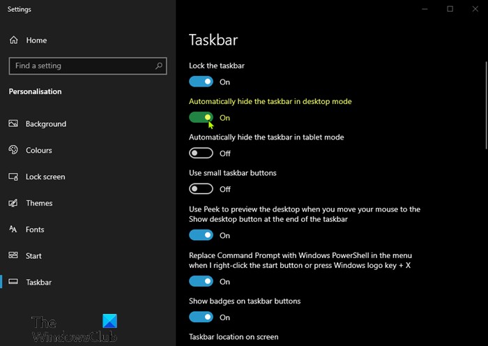 Windows 11/10 전체 화면 모드에서 작업 표시줄이 숨겨지지 않을 때 해결 방법