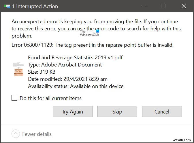 OneDrive 오류 0x80071129 해결 방법: 재분석 지점 버퍼의 태그가 잘못되었습니다