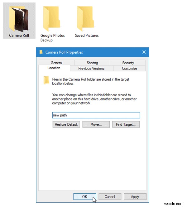 Windows 11/10에서 카메라 롤·저장된 사진 폴더를 이동하거나 숨기는 방법