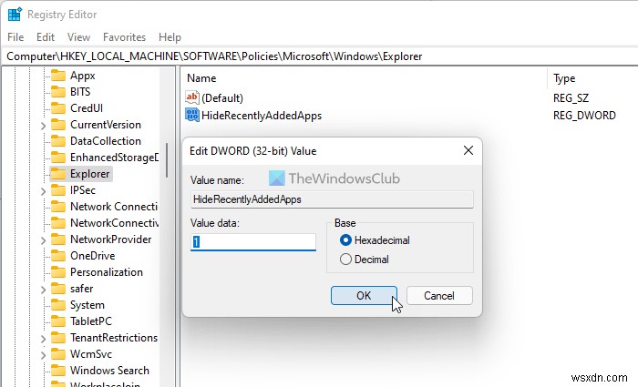 Windows 11 시작 메뉴에서 권장 목록 표시 또는 숨기는 방법