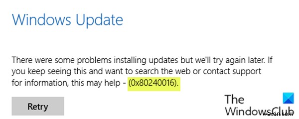 Windows 11/10에서 Windows 업데이트 오류 0x80240016 해결하는 4가지 방법