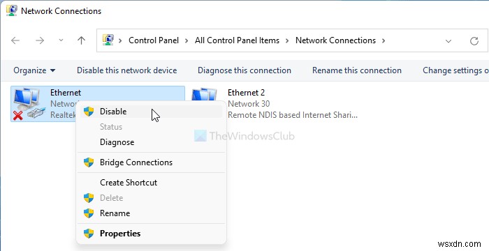 Windows 11/10 네트워크 케이블 분리됨 오류 해결하는 7가지 방법
