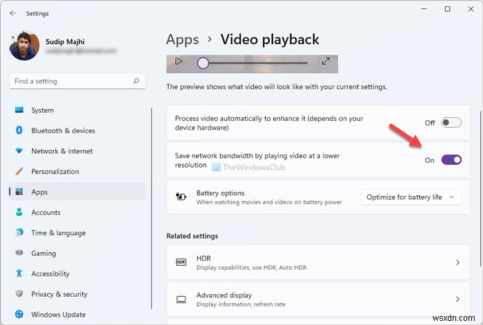 Windows 11에서 저해상도 비디오 재생으로 네트워크 대역폭 절약하는 방법