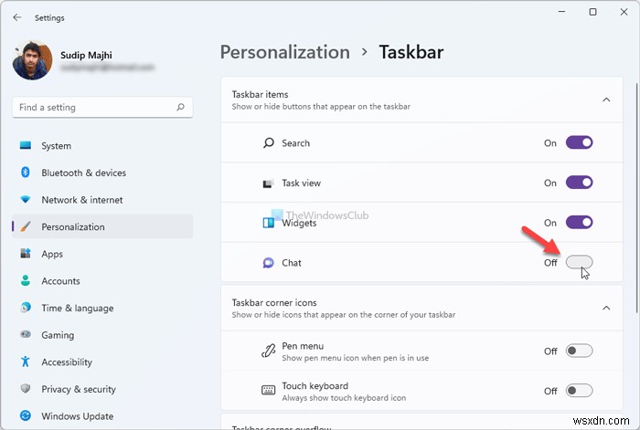Windows 11 작업 표시줄에서 채팅 아이콘 숨기기 또는 제거하는 5가지 방법