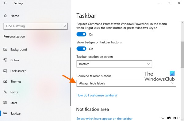 Windows 10에서 작업 표시줄의 스티커 메모 아이콘이 결합되지 않을 때 해결 방법