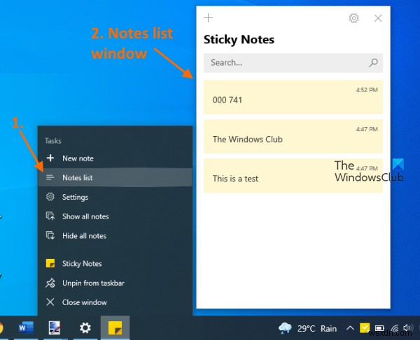 Windows 10에서 작업 표시줄의 스티커 메모 아이콘이 결합되지 않을 때 해결 방법