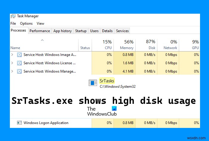 Windows 11/10에서 SrTasks.exe(시스템 보호 백그라운드 작업) 디스크 사용량 높음 문제 해결 방법