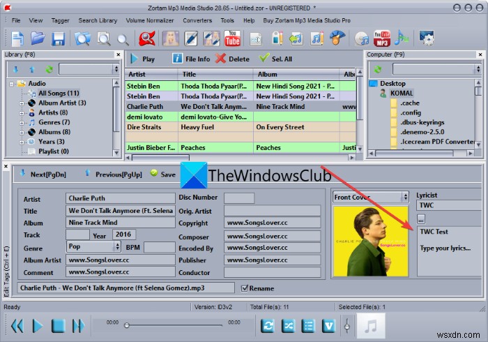 Windows 11/10에서 MP3 파일에 가사를 추가하고 삽입하는 방법