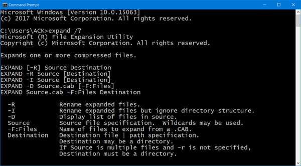 Windows 11/10에서 명령 프롬프트로 CAB 파일을 추출하는 방법