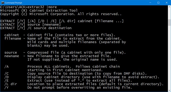 Windows 11/10에서 명령 프롬프트로 CAB 파일을 추출하는 방법
