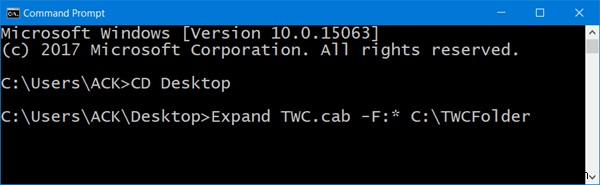 Windows 11/10에서 명령 프롬프트로 CAB 파일을 추출하는 방법