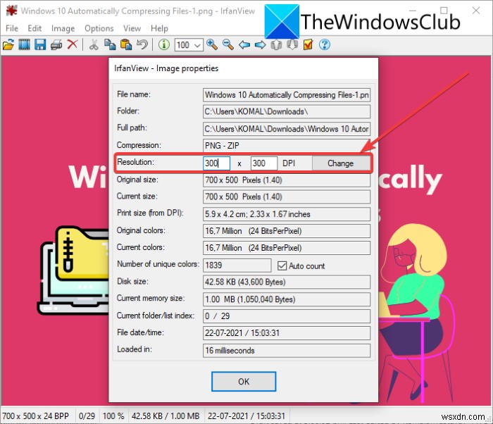 Windows 11/10에서 이미지 DPI 확인하고 변경하는 방법 총정리