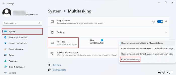 Windows 11/10에서 Alt+Tab 화면에 Edge 브라우저 탭이 표시되지 않도록 설정하는 방법
