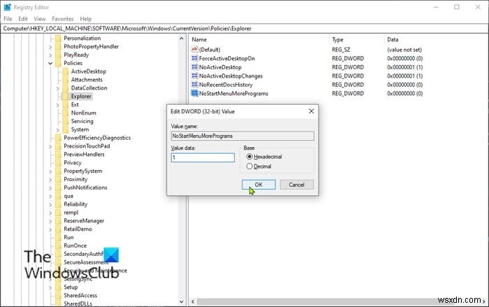 Windows 11/10 시작 메뉴에서 모든 앱 목록 추가 또는 제거하는 3가지 방법