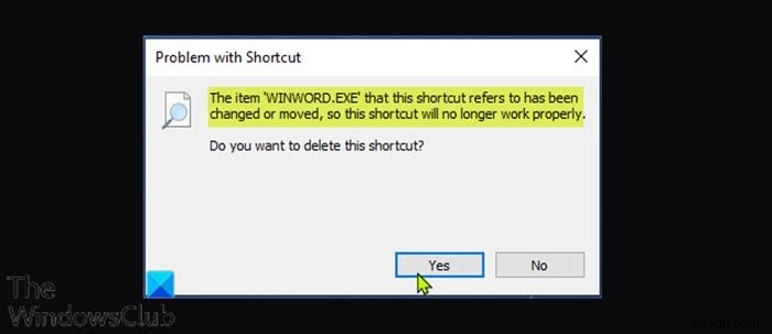 Windows 10에서 이 바로 가기가 참조하는 항목이 변경되었거나 이동되었습니다 오류 해결 방법