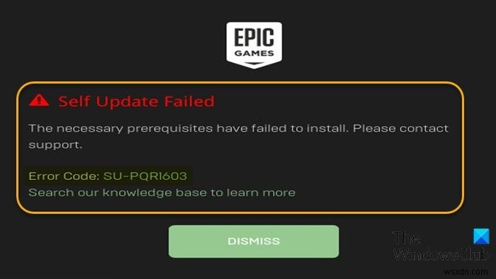 Windows 11/10에서 Epic Games 오류 코드 SU-PQR1603, SU-PQE1223 해결 방법