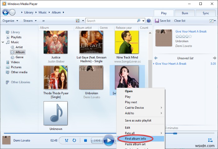 Windows Media Player에서 트랙 제목 다운로드 및 추가하는 방법