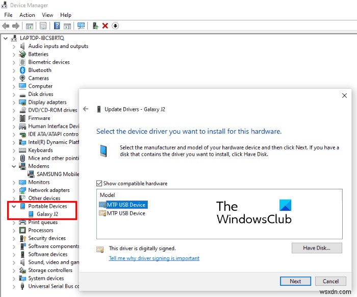 Windows 11/10에서 MTP USB 장치 드라이버 설치 실패 오류 해결 방법